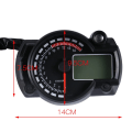 Miniatyrbillede 5 af 5: Universal motorcykel speedometer 7 farver, 15000RPM digital LCD-display RX2N kilometertæller speedometer justerbart instrument kilometertæller omdrejningstæller med spe