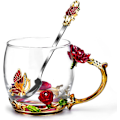 Miniatyrbillede 1 af 5: Glas Kaffekopper Emaille Krus Bedste Fødselsdagsgave til Mor Kvinder Sort Tekop med Ske Julegave Kvinder Gave til Hendes Mor Valentinsdag 11,3 oz