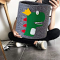 Miniatyrbilde 5 av 5: Filtetøykurv - Dinosaur Baby Hamper Rund Sammenleggbar Oppbevaringskurv for Kontor Soverom Klær Bøker