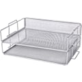Miniatyrbillede 1 af 5: 2 stk. brevbakker/stabelbare metalnet skrivebordsbakke/multifunktionel arrangør/filholder til kontor, skole, studie - (sølv)