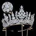Miniatyrbilde 4 av 5: Bryllupshårpynt, prinsessekrone, bryllupshodeplagg, zirkonkrone, sølv