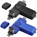 Miniatyrbild 1 av 5: Parti med 2 USB-minnen C 64GB USB 2.0 OTG 3 I 1 Typ C USB Micro USB Minne Sticka 64gb Flash Drive U Disk För PC Android Smartphone Tablet (Blå Svart)