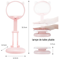 Miniatyrbilde 3 av 5: LED Skrivebordslampe for Barn, Rosa Katteøre Nattbordslampe for Jenter, Justerbar