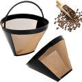 Miniatyrbillede 1 af 5: 2 stk. kaffefilter, universel permanent kaffefilter, rustfrit stål vaskbar og genanvendelig kaffekurv kop, guldfilter med håndtag - kaffeacc