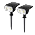 Miniatyrbilde 1 av 5: Utendørs solcelled spotlight, LED solcellelys vanntett IP67, 6500K justerbar solcelled spotlight med 2 lysmoduser, kaldt lys for hage, gårdsplass, driv