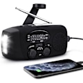 Miniatyrbilde 1 av 5: Bærbar solcelle radio, hånddrevet selvforsynt AM/FM/NOAA radio, dynamo vær-nødradio med 3-LED lommelykt og telefonlader for fotturer