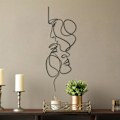 Miniatyrbild 4 av 4: Minimalistisk Metall Väggkonst 30 x 10 cm Metall Väggdekor Svart Ansikte Konst Enkel Linje Väggdekoration Svart Ansikte för Sovrum Matsal Kök Hall