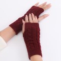 Miniatyrbilde 5 av 5: Twist fashion hansker høst og vinter strikket ull varme halvfingerløse hansker for menn og kvinner