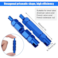 Miniatyrbillede 2 af 5: Sæt med 2 presta ventilhætter, Core Remover Multi-Function Tool Valve De Velve De Vye Tube adskille slette værktøjer til P-R-E-S