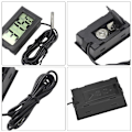Miniatyrbild 2 av 5: Digital LCD-termometer Temperaturindikator - Svart, 4,8 cm x 2,8 cm x 1,5 cm, med extern vattentät sond, för kylskåpsakvarium, akvariumkylskåp f