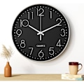 Miniatyrbillede 1 af 5: Væg ur, 30 cm (12 tommer) Moderne lydløst vægur, quartz urværk, moderne minimalistisk design i sort, til stue, køkken, kontor, soveværelse (s