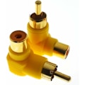 Miniatyrbillede 4 af 5: 8 stk. forgyldte stikforbindelser guld RCA han med hun RCA, vinkeladaptere til 90 grader (4 farver)