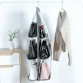 Miniatyrbillede 3 af 4: 6 lomme hængende tote pung taske arrangør opbevaring rack opbevaring garderobe skab bøjle 1 stk grå