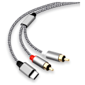 Pikkukuva 2 / 5: Lightning - RCA -äänisovitin, Stereo Y -jakajasovitin joillekin iPhoneille ja iPadeille tehovahvistinta, autoa, kotiteatteria ja kaiutinta varten