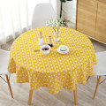 Miniatyrbillede 1 af 5: Nordisk rund dug i polyester bomuld, gul ris rund vikling 120cm - gul ris rund vikling 120cm