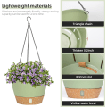 Miniatyrbillede 5 af 5: Sæt med 2 (grønne) hængende planteophæng, 25,4 cm i diameter til indendørs og udendørs brug, hængende blomsterpotte med drænhul og 3 kroge til have og hjem