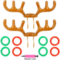 Miniatyrbillede 1 af 5: 2 pak oppustelige rensdyr gevir hatte med ringe, oppustelig rensdyr gevir hat, oppustelig rensdyr gevir ring kast spil til familie julefest