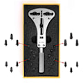 Miniatyrbild 2 av 4: Verktyg för reparation av klockfodral - kit med stor justerbar skiftnyckel och 12 bits (för klockfodral som mäter 55 mm)