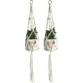 Miniatyrbild 1 av 4: Set med 2 Macrame-växtupphängningar, handgjorda bomullsrep hängande planteringskärl, blomkrukahållare, inomhusväxthängare vit