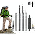 Miniatyrbillede 1 af 5: Vandrestave, vandrestave, vandrestave, vandrestave, multifunktionel sammenklappelig skovl, skistav, aluminiumlegering, udendørs vandreture, campingudstyr, 106 cm