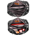 Miniatyrbilde 3 av 5: Kvinners skinn crossbody-veske med flere lommer, myk skinnveske for kvinner, lett med justerbar stropp (svart)