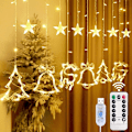 Miniatyrbilde 1 av 5: Lysende julegardin, lysende julegirlander, reinsdyr, stjerneformet tre, interiør og eksteriør, 8 USB-moduser, juledekorasjon