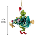 Miniatyrbillede 2 af 3: Grinchs juletræspynt, 2023 juleferie træpynt i træ, sjovt grønt Grinchs julepynt til hjemmet, feriefest