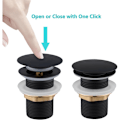 Miniatyrbilde 3 av 4: Vaskepropp uten overløp, Ulytid Click Clack baderomsvaskpropp, Universal Standard-G 1 ¼, Matt svart finish