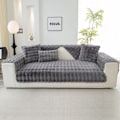 Miniatyrbillede 2 af 5: (Mørkegrå, 70x70cm) Sofabetræk - Skridsikkert sofabetræk, kanin imiteret pels sofa, S-formet sofa