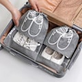 Miniatyrbillede 4 af 5: 15 stk. skotaske, åndbar non-woven skoovertræk med snøre, gennemsigtigt vindue, støvtæt, kompatibel til rejseopbevaring