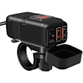 Miniatyrbilde 2 av 5: Vanntett motorsykkel USB-lader, Dobbel USB/QC3.0 Dobbel billader, USB Motorsykkel Hurtiglading med bryter og LED voltmeter