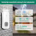 Miniatyrbillede 2 af 5: Trådløs Dørklokke 400M Vandtæt Elektronisk Dørklokkesæt med Batteri, 55 Melodier ved 5 Lydstyrkeniveauer til Hjemmet, Blå LED-indikator, Hvid