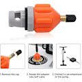 Miniatyrbillede 3 af 5: Sæt med 2 oppustelige pumpeadaptere til stand up paddle - standard universal luftventil Schrader adapter, pumpehoved konnektor adapter til oppustelig båd