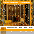 Miniatyrbilde 2 av 5: Innendørs julegardinlys - Varmhvit 300 LED 3m x 3m USB-drevne julelys 8 moduser/timer/fjernkontroll for utendørs/soverom/par