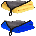 Miniatyrbillede 1 af 5: 2 stk. Ekstra tykke mikrofiber rengøringsklud Stor 40*60cm, superabsorberende mikrofiber plys klud til bilvask, rengøring og tørring