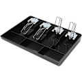 Miniatyrbillede 1 af 5: Skuffe-kasse indsats Indsættelsesplade udskiftningsboks med metalclips 4 3-delt billetter til sølv opbevaringsboks lille boks (sort)