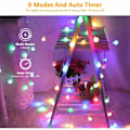 Miniatyrbillede 4 af 5: Multifarvede lyskæder, 50 LED julekuglelys 8 tilstande med timerfunktion, vandtætte LED-lyskæder til indendørs og udendørs, soveværelse, Pa