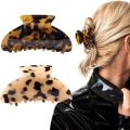 Miniatyrbild 1 av 4: 2PCS hårklämma banan clips sköldpadda spännen celluloid fransk design spännen celluloid leopard print stora modeaccessoarer för kvinnor flickor