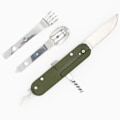 Miniatyrbillede 3 af 5: 5 i 1 rustfrit stål camping service, udendørs camping værktøjer, udendørs service, multifunktionelt foldbart service, rejseservice (2 stk.)