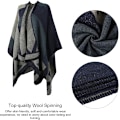 Miniatyrbilde 2 av 4: Dame Varm Åpen Front Cardigan Stilig Elegant Strikket Høst Ull Spun Rutete Genser Fleece Skjerf Jakke(blå)