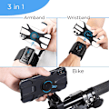 Miniatyrbillede 3 af 5: Rem - Sort, cykelarm og styr 3 i 1 Universal Smartphone Holder op til 7'' tommer med 360° rotation Gym Jogging Cykling iPhone X 11 12 Pro Ma
