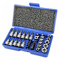 Miniatyrbilde 3 av 5: 34-delt Torx-hylsesett I Muttersett E4-E20 I Torx-hylsesett T10-T60 I Hylseskrallenøkkelinnlegg