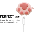 Miniatyrbilde 4 av 5: Hvit gummideksel kompatibel med AirPods1/2 hodetelefoner, støtsikkert deksel, søtt 3D kattepote-mønster.