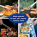Miniatyrbillede 4 af 5: 2 stk. grilltang i rustfrit stål, køkkentang, madtang, grilltang, skridsikre, varmebestandige, små tang til camping, grill, buffet, salat