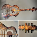 Miniatyrbilde 2 av 4: Abstrakt gitar metallkunst dekorasjon håndverk, metall smidd jern skog gitar, utendørs innendørs gårdsplass gitar veggkunst