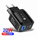 Miniatyrbillede 1 af 5: PD20W hurtigoplader 5V3A europæisk opladerhoved type-c QC3.0 hurtigopladeradapter