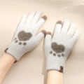 Miniatyrbild 3 av 3: Dam handskar touch vinter sammet varma stickade handskar vita