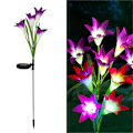 Miniatyrbillede 1 af 5: 2 stk. Solcellelamper Udendørs, Lily Solcelle Have Lamper LED Solcellelamper Farveskift Større Blomster og Solpaneler Have Dekoration til Terrasse, Stier,