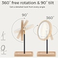 Miniatyrbild 4 av 5: Sminkspegel med LED-belysning i 3 färger, trådlöst USB-uppladdningsbart batteri, 360° rotation, rund ljusring med variabel intensitet