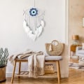 Pikkukuva 2 / 5: Macrame Evil Eye Dream Catcher Käsinkudottu Valkoiset Höyhenet Dreamcatcher Seinävaate Koti Dekoratiivinen Koriste Siunaus Festivaali Lahja, puhdas valkoinen